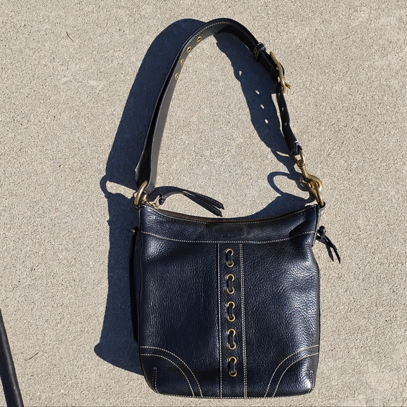 Coach Chelsea Laced Duffle Pebbled Leather Shoulder Bag Vintage - Picture 2 of 6